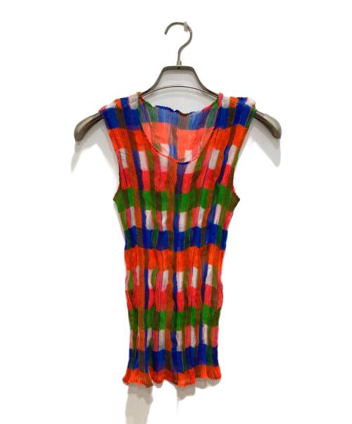 ISSEY MIYAKE（イッセイミヤケ）ISSEY MIYAKE (イッセイミヤケ) ノースリーブプリーツカットソー マルチカラー サイズ:2の古着・服飾アイテム