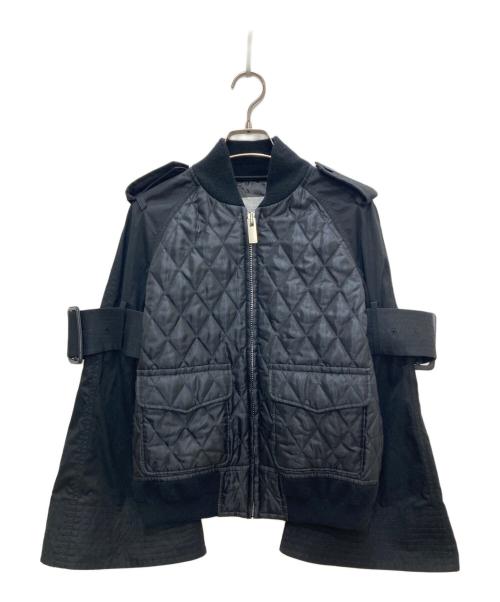sacai（サカイ）sacai (サカイ) フレアスリーブ ドッキングブルゾン ジャケット ブラック サイズ:2の古着・服飾アイテム