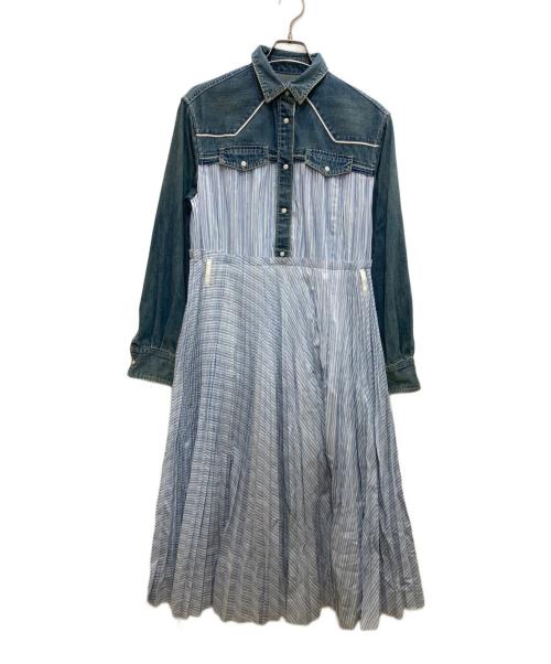 sacai（サカイ）sacai (サカイ) ギャザー ロングワンピース インディゴ サイズ:１の古着・服飾アイテム