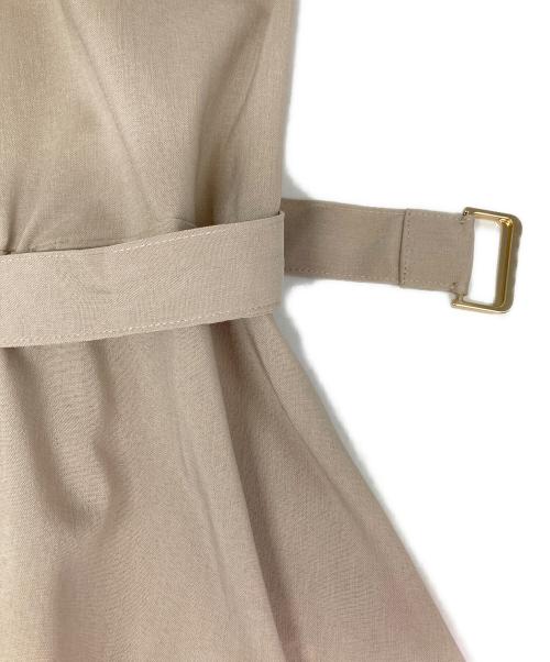 green label relaxing（グリーンレーベルリラクシング）green label relaxing (グリーンレーベルリラクシング) ベルト フレア ショートスリーブ ワンピース ベージュ サイズ:FREEの古着・服飾アイテム