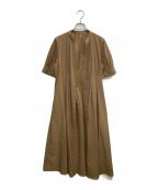 green label relaxingグリーンレーベルリラクシング）の古着「ウエストフィット 5分袖 シャツ ワンピース」｜ベージュ