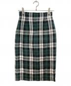 O'NEIL OF DUBLINオニールオブダブリン）の古着「リネンチェックスカート」｜グリーン×ホワイト