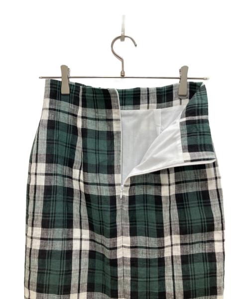 O'NEIL OF DUBLIN（オニールオブダブリン）O'NEIL OF DUBLIN (オニールオブダブリン) リネンチェックスカート グリーン×ホワイト サイズ:8の古着・服飾アイテム