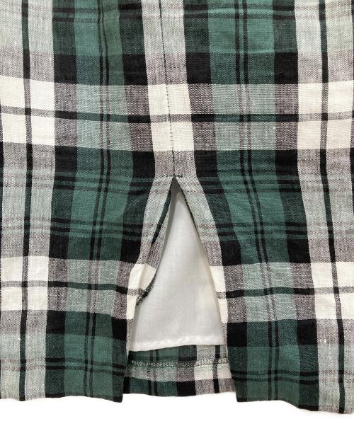 O'NEIL OF DUBLIN（オニールオブダブリン）O'NEIL OF DUBLIN (オニールオブダブリン) リネンチェックスカート グリーン×ホワイト サイズ:8の古着・服飾アイテム