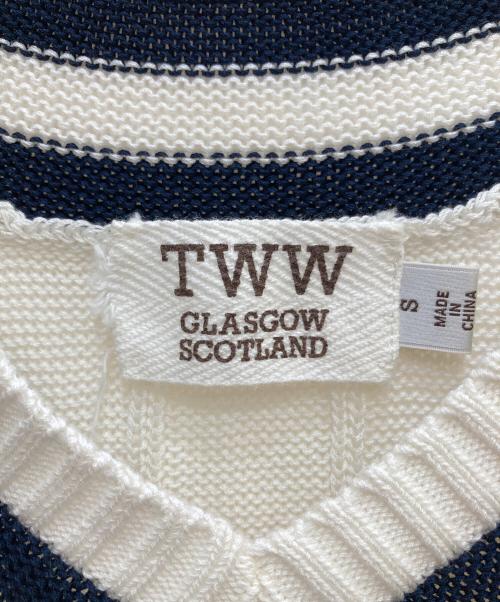 Traditional Weatherwear（トラディショナルウェザーウェア）Traditional Weatherwear (トラディショナルウェザーウェア) ケーブルチルデン  Vネック ニットベスト ホワイト サイズ:Ｓの古着・服飾アイテム