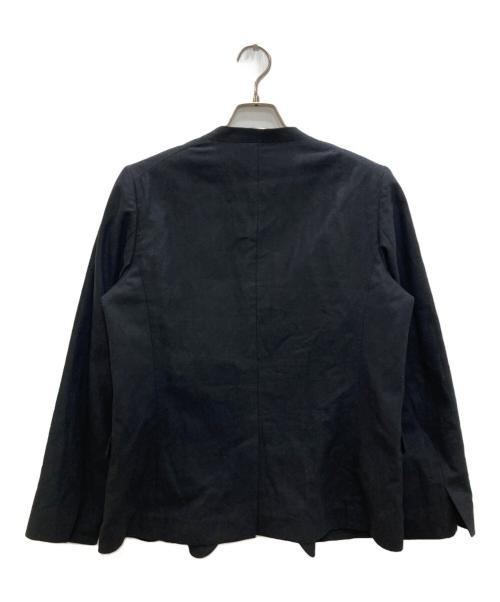 FRAMeWORK（フレームワーク）FRAMeWORK (フレームワーク) 綿麻キャンバスノーカラージャケット ブラック サイズ:38の古着・服飾アイテム