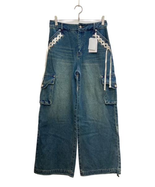 Tina Jojun（ティーナ ジョジュン）Tina Jojun (ティーナ ジョジュン) ウエストリボンデニムパンツ インディゴ サイズ:Sの古着・服飾アイテム