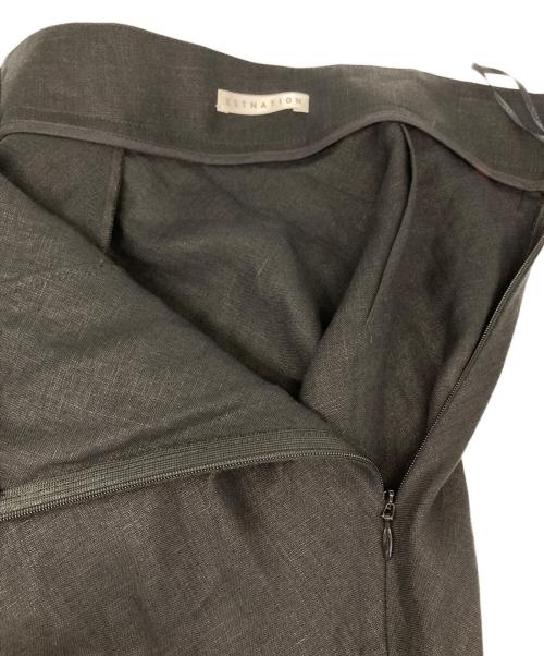 ESTNATION（エストネーション）ESTNATION (エストネーション) リネンスリットセミフレアマキシスカート ブラック サイズ:36の古着・服飾アイテム