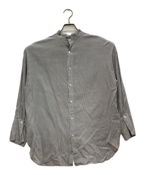 Spick and Span（スピック＆スパン）Spick and Span (スピックアンドスパン) フリルカラーストライプシャツ グレー サイズ:表記無の古着・服飾アイテム