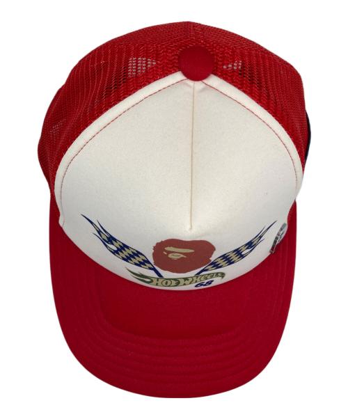 A BATHING APE（ア ベイシング エイプ）A BATHING APE (ア ベイシング エイプ) HOT WHEELS (ホットウィールズ) メッシュキャップ レッド×ホワイト サイズ:Fの古着・服飾アイテム