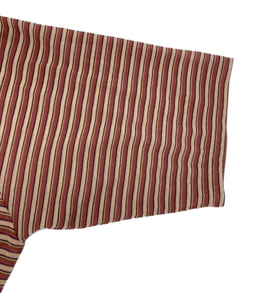 6(ROKU) BEAUTY&YOUTH（ロク ビューティーアンドユース）6(ROKU) BEAUTY&YOUTH (ロク ビューティーアンドユース) コットンナイロン シアー ボーダー Tシャツ ブラウン×ベージュ サイズ:6の古着・服飾アイテム