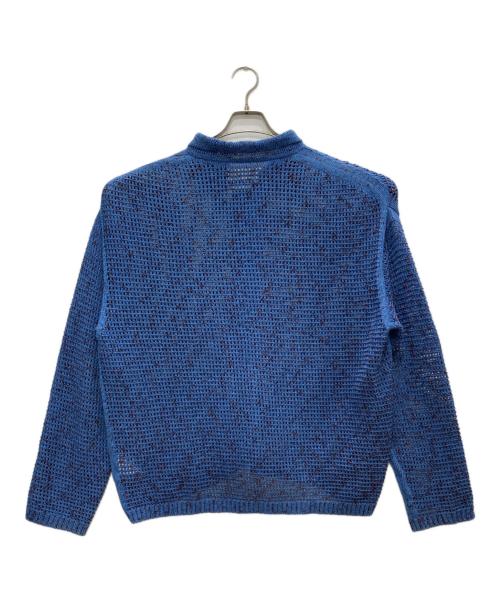 YOKE（ヨーク）YOKE (ヨーク) MESH KNITTED BUTTONED CARDIGAN/メッシュ　ニット　ボタン　カーディガン ブルー サイズ:３の古着・服飾アイテム