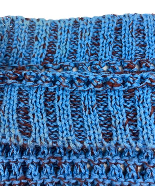 YOKE（ヨーク）YOKE (ヨーク) MESH KNITTED BUTTONED CARDIGAN/メッシュ　ニット　ボタン　カーディガン ブルー サイズ:３の古着・服飾アイテム