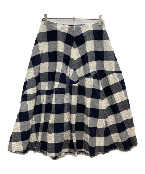 FORME 33204322896（フォルメ 33204322896）FORME 33204322896 (フォルメ 33204322896) フレアスカート ネイビー×ベージュ サイズ:40の古着・服飾アイテム