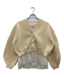 Adam et Rope（アダム エ ロペ）の古着「シアーペプラムカーディガン」｜ベージュ