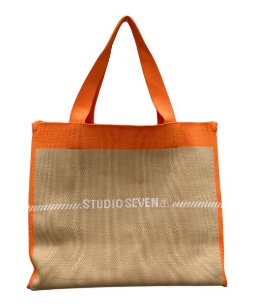 studio seven（スタジオセブン）studio seven (スタジオセブン) ニットトートバッグ ベージュ×オレンジの古着・服飾アイテム
