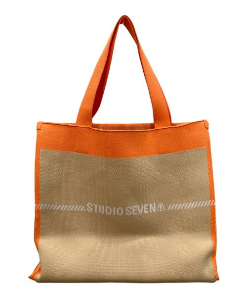 studio seven（スタジオセブン）studio seven (スタジオセブン) ニットトートバッグ ベージュ×オレンジの古着・服飾アイテム
