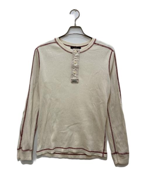 RRL（ダブルアールエル）RRL (ダブルアールエル) ヘンリーネックカットソー ホワイト×レッド サイズ:Ｓの古着・服飾アイテム