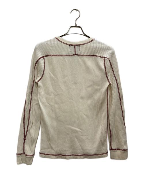 RRL（ダブルアールエル）RRL (ダブルアールエル) ヘンリーネックカットソー ホワイト×レッド サイズ:Ｓの古着・服飾アイテム