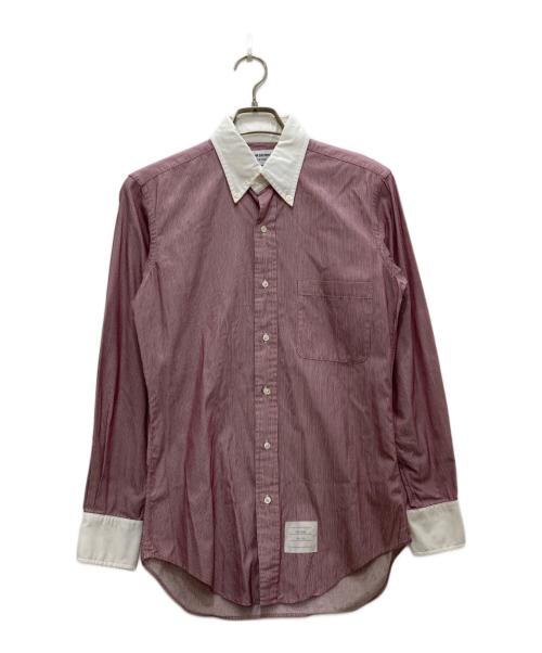 Thom Browne（トムブラウン）Thom Browne (トムブラウン) クレリックシャツ レッド×ホワイト サイズ:1の古着・服飾アイテム