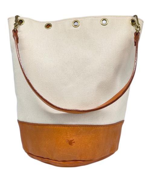 SOTO（ソト）SOTO (ソト) キャンバス × レザー 2wayトートバッグ ベージュの古着・服飾アイテム