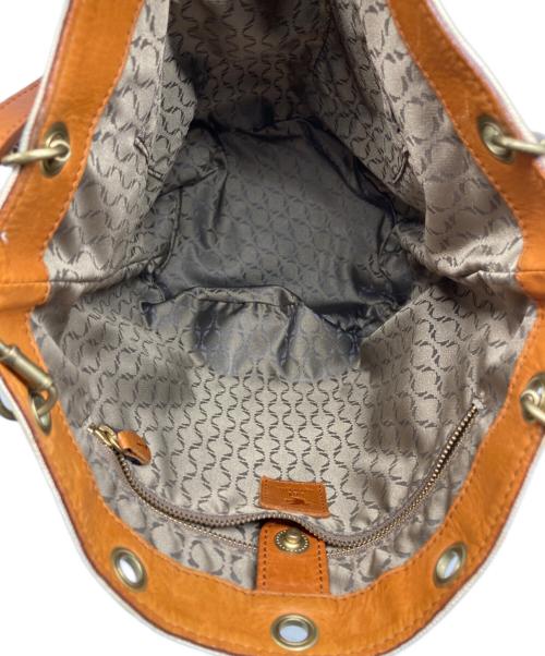 SOTO（ソト）SOTO (ソト) キャンバス × レザー 2wayトートバッグ ベージュの古着・服飾アイテム