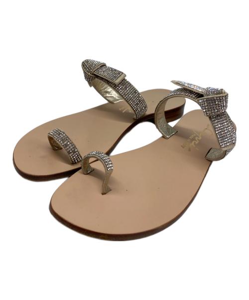 Capri（カプリ）Capri (カプリ) ラインストーンサンダル ベージュ サイズ:36の古着・服飾アイテム