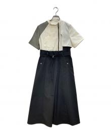 UNITED TOKYO（ユナイテッドトーキョー）の古着「アーティクルコンビワンピース」｜ホワイト×ブラック