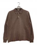 PHIGVEL MAKERS & Co.フィグベルマーカーズ）の古着「RASCHEL BORDER LONG SLEEVE POLO/ラッセルボーダーロングスリーブポロ」｜ブラウン×ホワイト