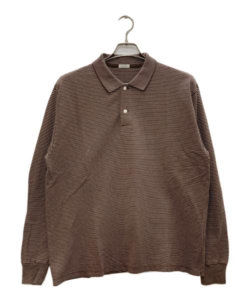 PHIGVEL MAKERS & Co.（フィグベルマーカーズ）PHIGVEL MAKERS & Co. (フィグベルマーカーズ) RASCHEL BORDER LONG SLEEVE POLO/ラッセルボーダーロングスリーブポロ ブラウン×ホワイト サイズ:2の古着・服飾アイテム
