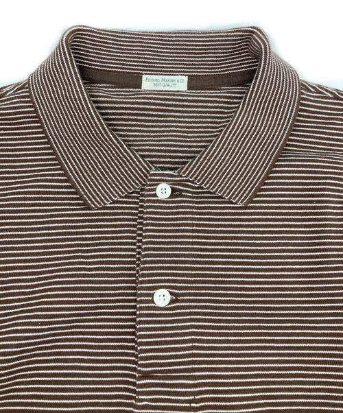PHIGVEL MAKERS & Co.（フィグベルマーカーズ）PHIGVEL MAKERS & Co. (フィグベルマーカーズ) RASCHEL BORDER LONG SLEEVE POLO/ラッセルボーダーロングスリーブポロ ブラウン×ホワイト サイズ:2の古着・服飾アイテム