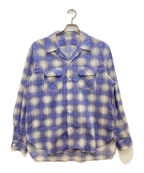 PHIGVEL MAKERS & Co.（フィグベルマーカーズ）PHIGVEL MAKERS & Co. (フィグベルマーカーズ) PRINT OMBRE OPEN CALLAR LS SHIRT/プリントオンブレオープンカラーLSシャツ ブルー×ホワイト サイズ:3の古着・服飾アイテム