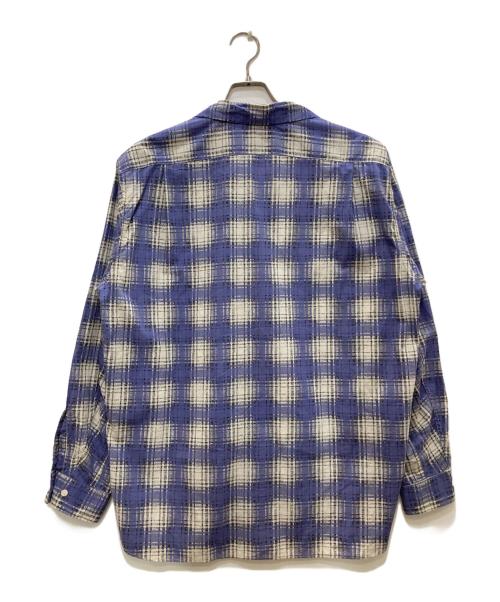 PHIGVEL MAKERS & Co.（フィグベルマーカーズ）PHIGVEL MAKERS & Co. (フィグベルマーカーズ) PRINT OMBRE OPEN CALLAR LS SHIRT/プリントオンブレオープンカラーLSシャツ ブルー×ホワイト サイズ:3の古着・服飾アイテム
