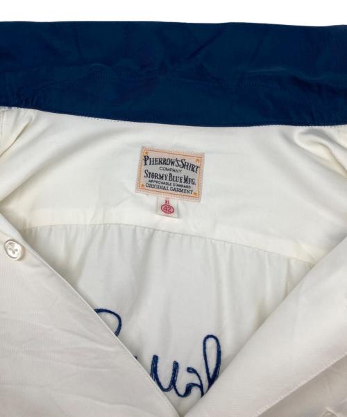 Pherrow's（フェローズ）PHERROW'S (フェローズ) ボーリングシャツ ホワイト×ネイビー サイズ:XLの古着・服飾アイテム