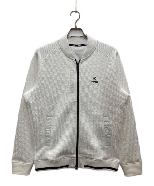 PiNG（ピン）PiNG (ピン) ドットジャガードブルゾン ホワイト サイズ:ＬＬの古着・服飾アイテム