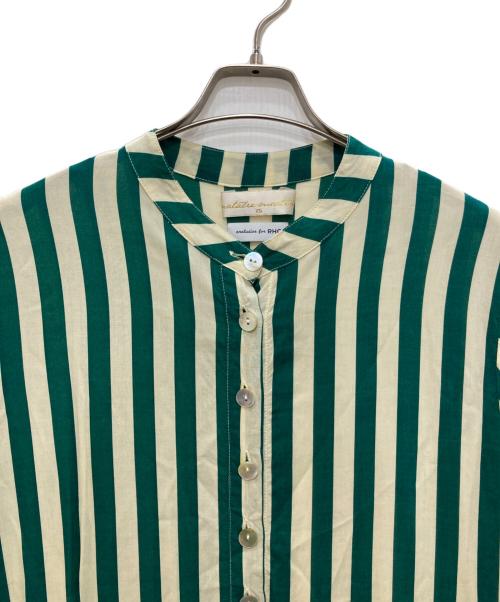 RHC Ron Herman（アールエイチシー ロンハーマン）RHC Ron Herman (アールエイチシー ロンハーマン) NATALIE MARTIN (ナタリー・マーティン) ストライプシャツワンピース グリーン×ホワイト サイズ:ＸＳの古着・服飾アイテム