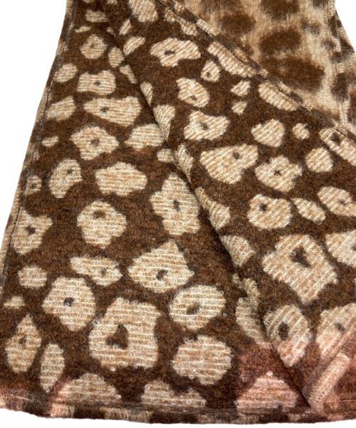CELINE（セリーヌ）CELINE (セリーヌ) モヘヤブレンド レオパードマフラー ベージュ×ブラウンの古着・服飾アイテム