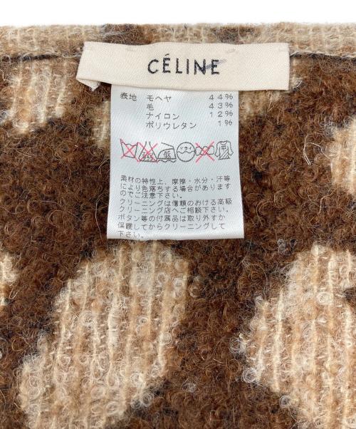 CELINE（セリーヌ）CELINE (セリーヌ) モヘヤブレンド レオパードマフラー ベージュ×ブラウンの古着・服飾アイテム