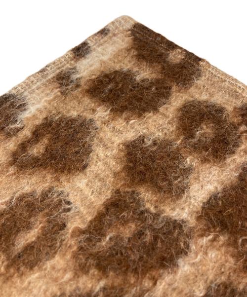 CELINE（セリーヌ）CELINE (セリーヌ) モヘヤブレンド レオパードマフラー ベージュ×ブラウンの古着・服飾アイテム