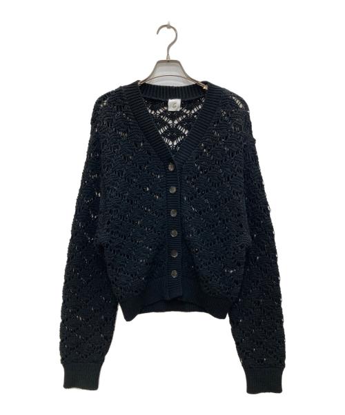 6(ROKU) BEAUTY&YOUTH（ロク ビューティーアンドユース）6(ROKU) BEAUTY&YOUTH (ロク ビューティーアンドユース) スカシ Vネック カーディガン ブラック サイズ:FREEの古着・服飾アイテム