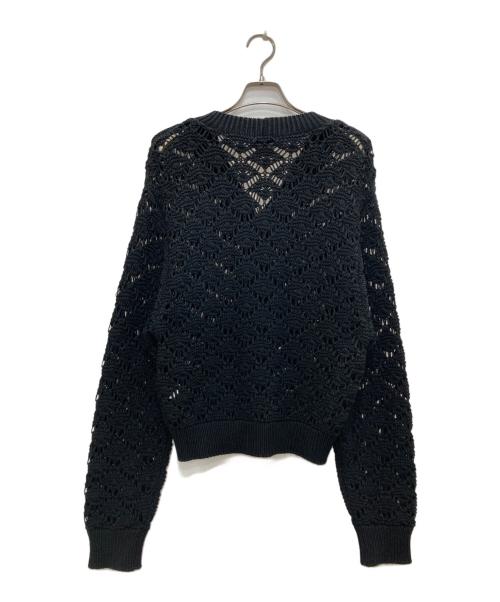 6(ROKU) BEAUTY&YOUTH（ロク ビューティーアンドユース）6(ROKU) BEAUTY&YOUTH (ロク ビューティーアンドユース) スカシ Vネック カーディガン ブラック サイズ:FREEの古着・服飾アイテム