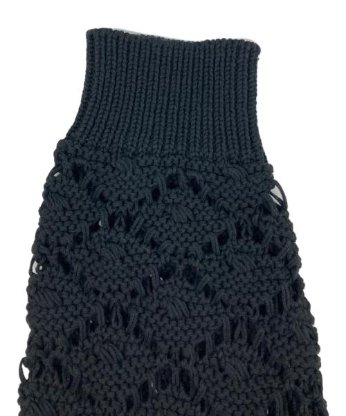 6(ROKU) BEAUTY&YOUTH（ロク ビューティーアンドユース）6(ROKU) BEAUTY&YOUTH (ロク ビューティーアンドユース) スカシ Vネック カーディガン ブラック サイズ:FREEの古着・服飾アイテム