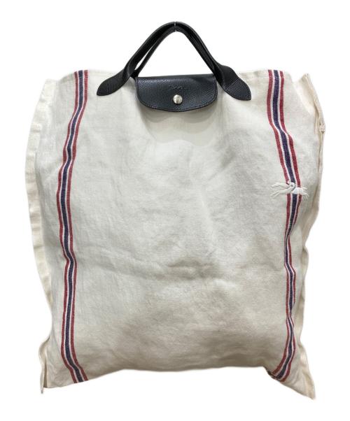 LONGCHAMP（ロンシャン）LONGCHAMP (ロンシャン) CHARVET EDITIONS (シャルベ エディション) 2WAYショルダーバッグ ホワイト×レッドの古着・服飾アイテム