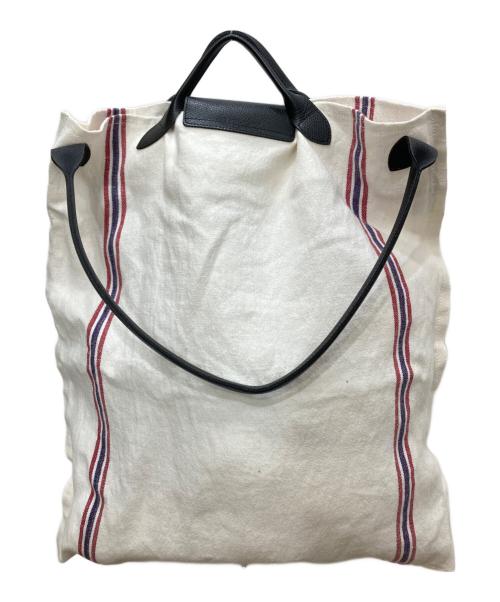 LONGCHAMP（ロンシャン）LONGCHAMP (ロンシャン) CHARVET EDITIONS (シャルベ エディション) 2WAYショルダーバッグ ホワイト×レッドの古着・服飾アイテム
