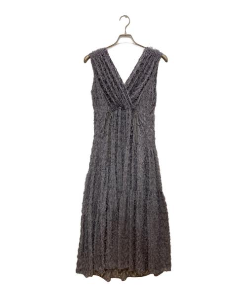 FRAY ID（フレイ アイディー）FRAY ID (フレイ アイディー) フリンジジャガードカシュクールワンピース グレー サイズ:１の古着・服飾アイテム