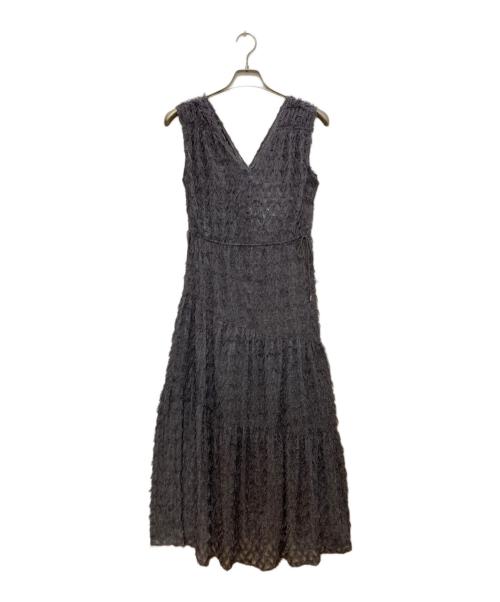 FRAY ID（フレイ アイディー）FRAY ID (フレイ アイディー) フリンジジャガードカシュクールワンピース グレー サイズ:１の古着・服飾アイテム
