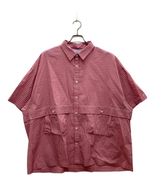KEBOZ（ケボズ）KEBOZ (ケボズ) MINI CHECK S/S BALL SHIRT ピンク サイズ:LARGEの古着・服飾アイテム