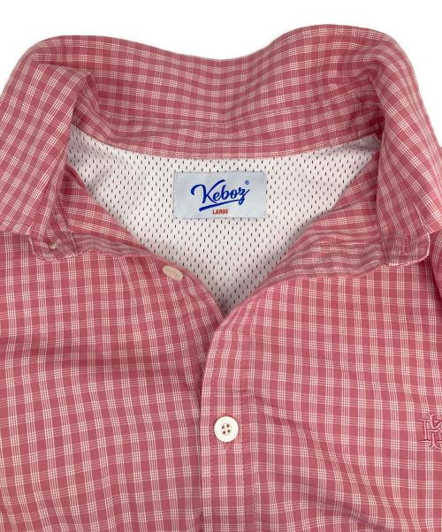 KEBOZ（ケボズ）KEBOZ (ケボズ) MINI CHECK S/S BALL SHIRT ピンク サイズ:LARGEの古着・服飾アイテム