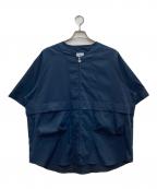KEBOZケボズ）の古着「ジップアップ半袖シャツ」｜ネイビー