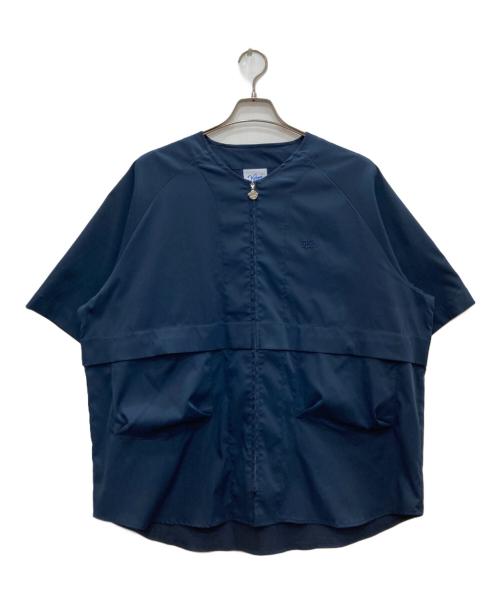 KEBOZ（ケボズ）KEBOZ (ケボズ) ジップアップ半袖シャツ ネイビー サイズ:LARGEの古着・服飾アイテム